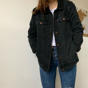 Black Denim Sherpa Jacket